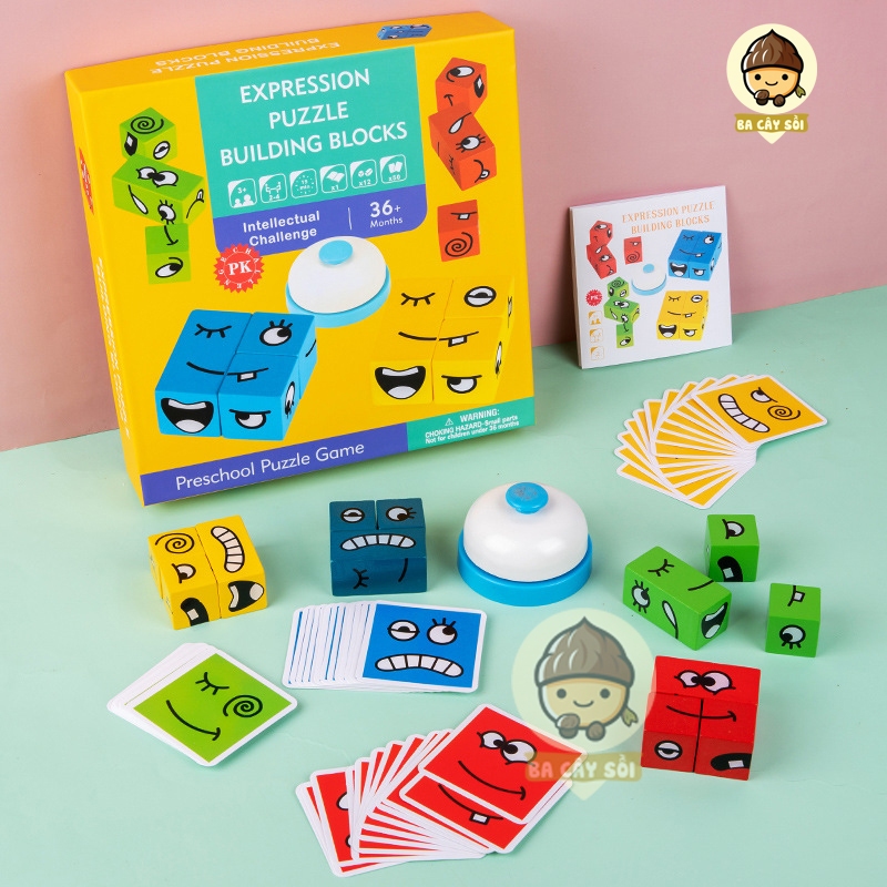 Rubik cảm xúc Emoji Rubic biến thể - Đồ chơi trẻ em Boardgame đối kháng trí tuệ phát triển tư duy thay đổi khuôn mặt