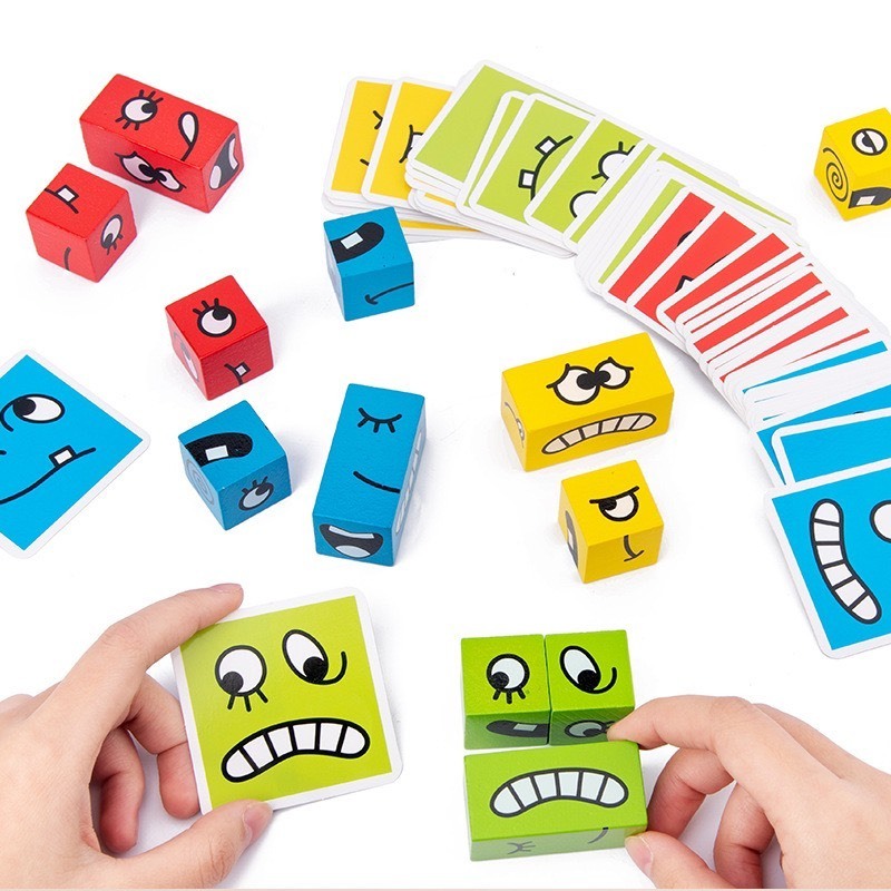 Rubik cảm xúc Emoji Rubic biến thể - Đồ chơi trẻ em Boardgame đối kháng trí tuệ phát triển tư duy thay đổi khuôn mặt