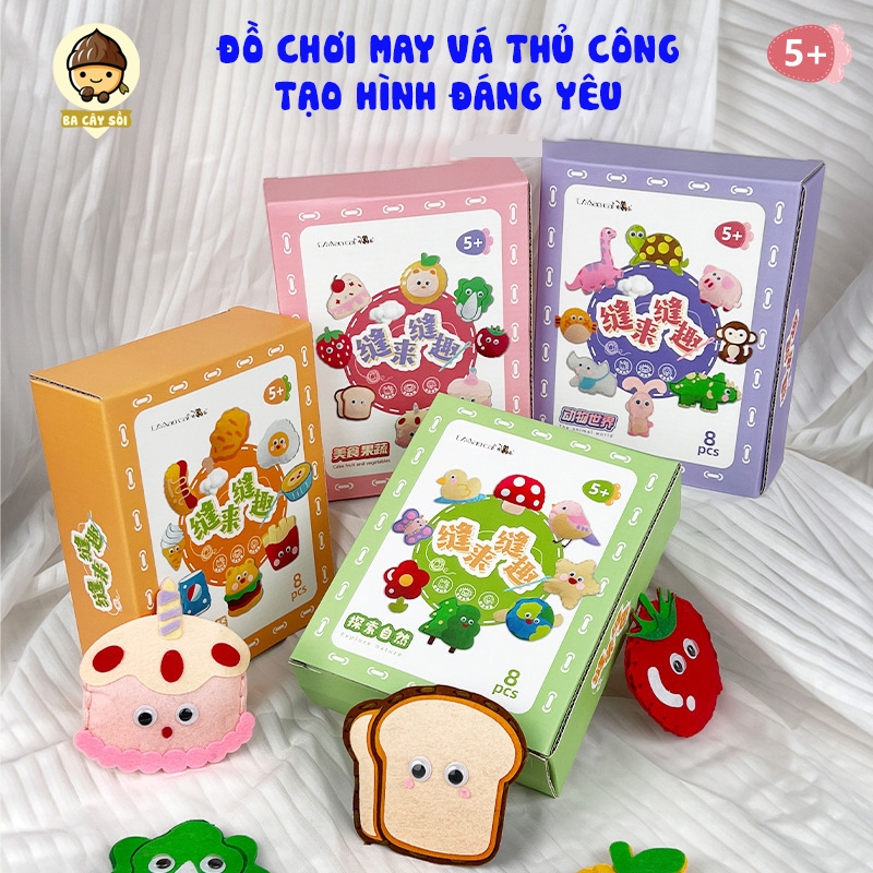 Bộ đồ chơi dụng cụ may vá thủ công cho bé kèm kim khâu và chỉ, bộ dụng cụ máy vá cho bé rèn tính tập trung kiên nhẫn