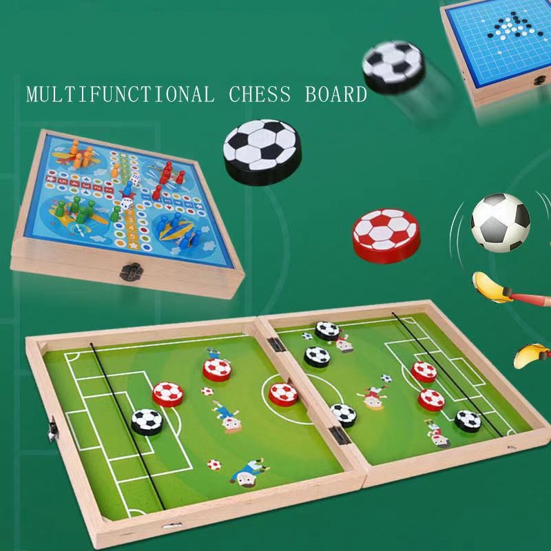 Bộ đồ chơi cờ đa năng 3in1 vừa là cờ vua, cờ cá ngựa, cờ búng bằng gỗ cao cấp cho trẻ giải trí, rèn luyện tư duy logic