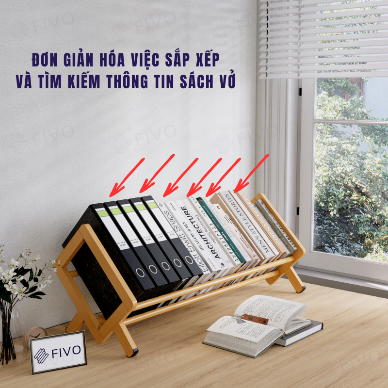 Ảnh Kệ Sách Gỗ Tre Tự Nhiên Để Bàn Mini FB28 FIVO Dễ Lắp Ráp, Tiết Kiệm Diện Tích, Decor Trang Trí Bàn Học Và Bàn Làm Việc 3