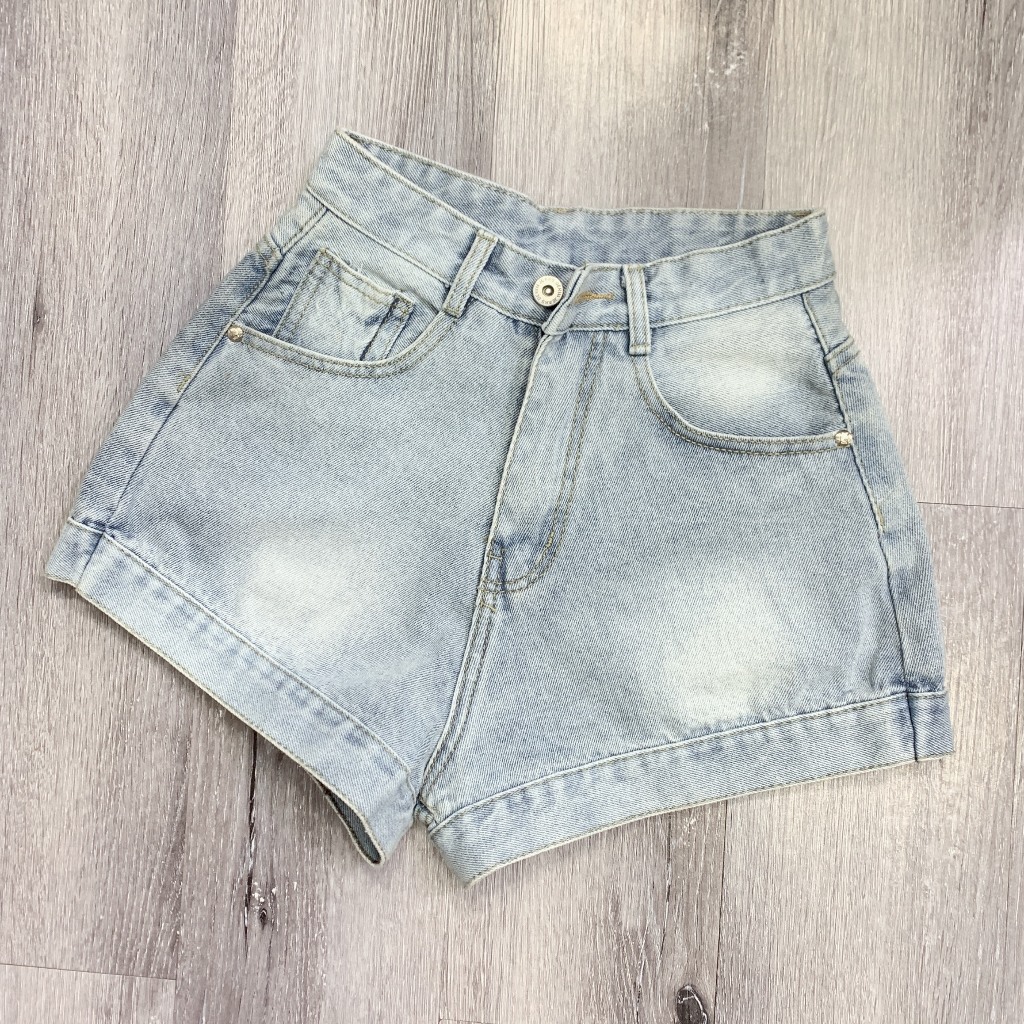 Quần đùi short jean nữ phom A cạp lưng cao viền lai to màu trơn trắng đen xanh nhatran X88