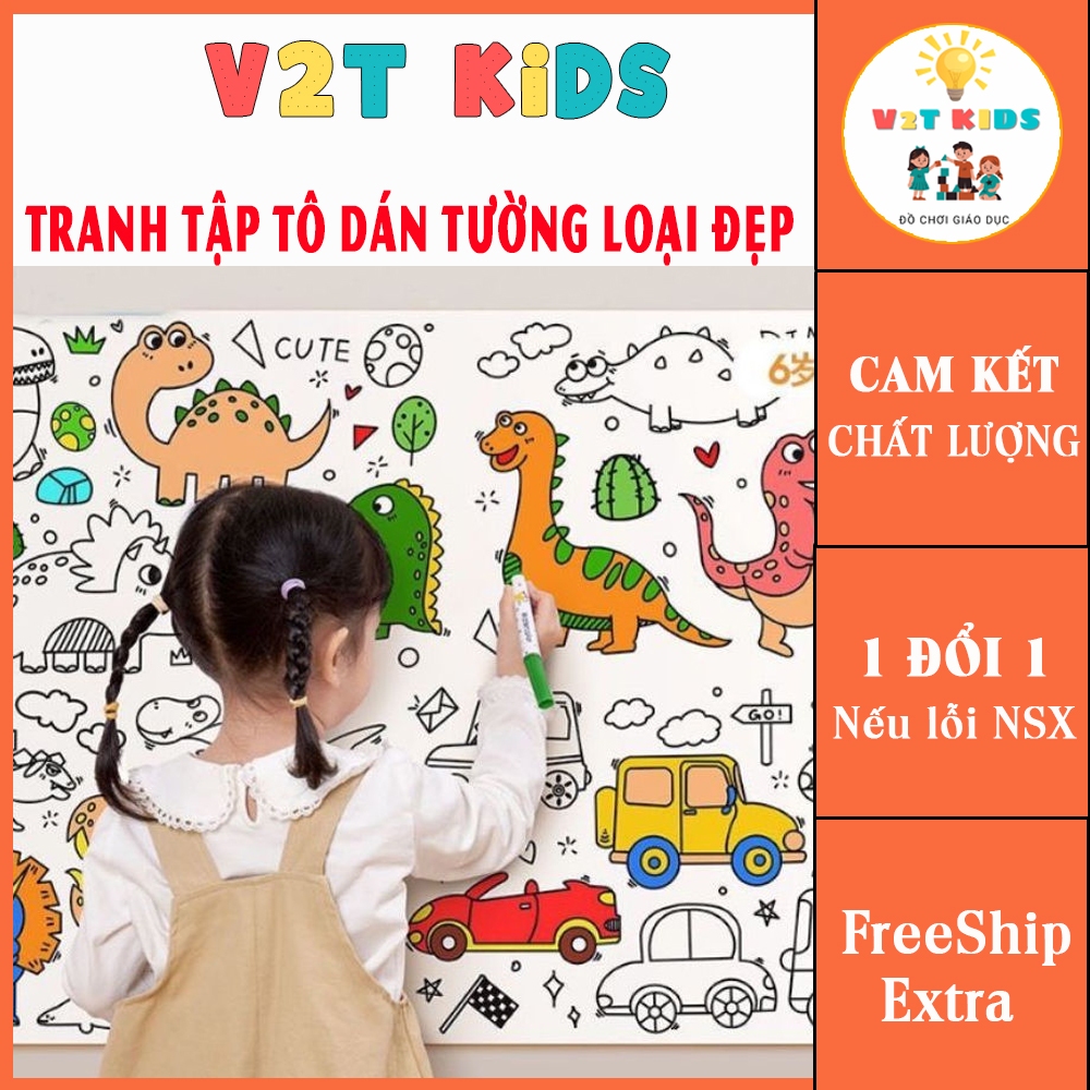 Tranh cuộn tô màu dán tường cho bé