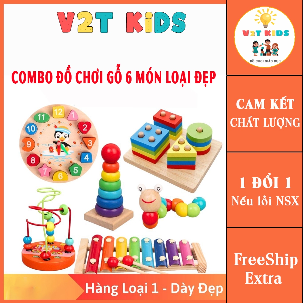 Combo đồ chơi gỗ Montessori 6 món