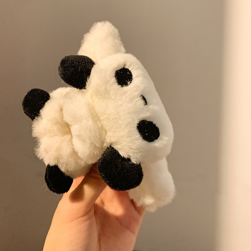 Kẹp Tóc Phủ Lông Nhung Gấu Trúc Trắng Cỡ Lớn 14cm Dễ Thương Phong Cách Hàn Quốc Phụ Kiện Tóc Empoli