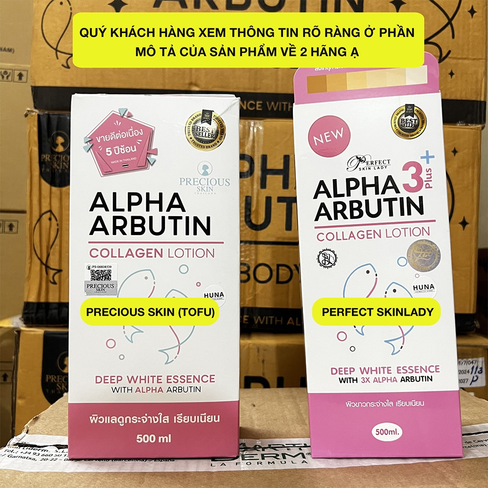 Sữa Dưỡng Thể Trắng Da Alpha Arbutin Collagen Lotion 3+ Plus Thái Lan Dưỡng Trắng Mềm Mại Có Mã QR 500ml