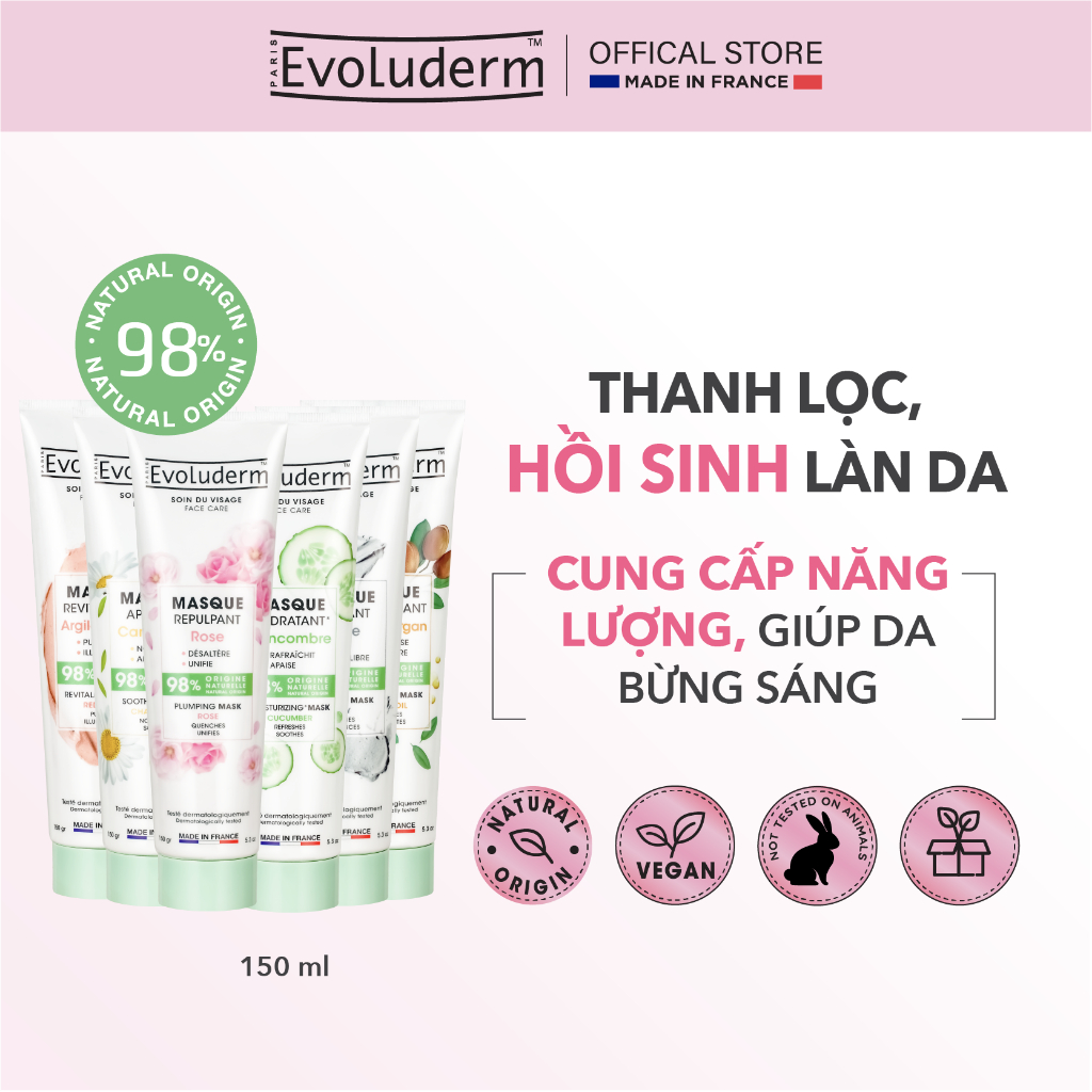 [cận date] Mặt nạ cung cấp dưỡng chất cho da Evoluderm 150ml (Nhiều phân loại)