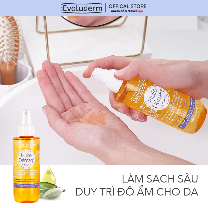 [HSD:8.2026] Dầu Tẩy Trang Tinh Dầu Hạnh Nhân Evoluderm Làm Sạch Sâu, Dưỡng Ẩm, Chống Lão Hóa Almond Cleansing Oil 150g