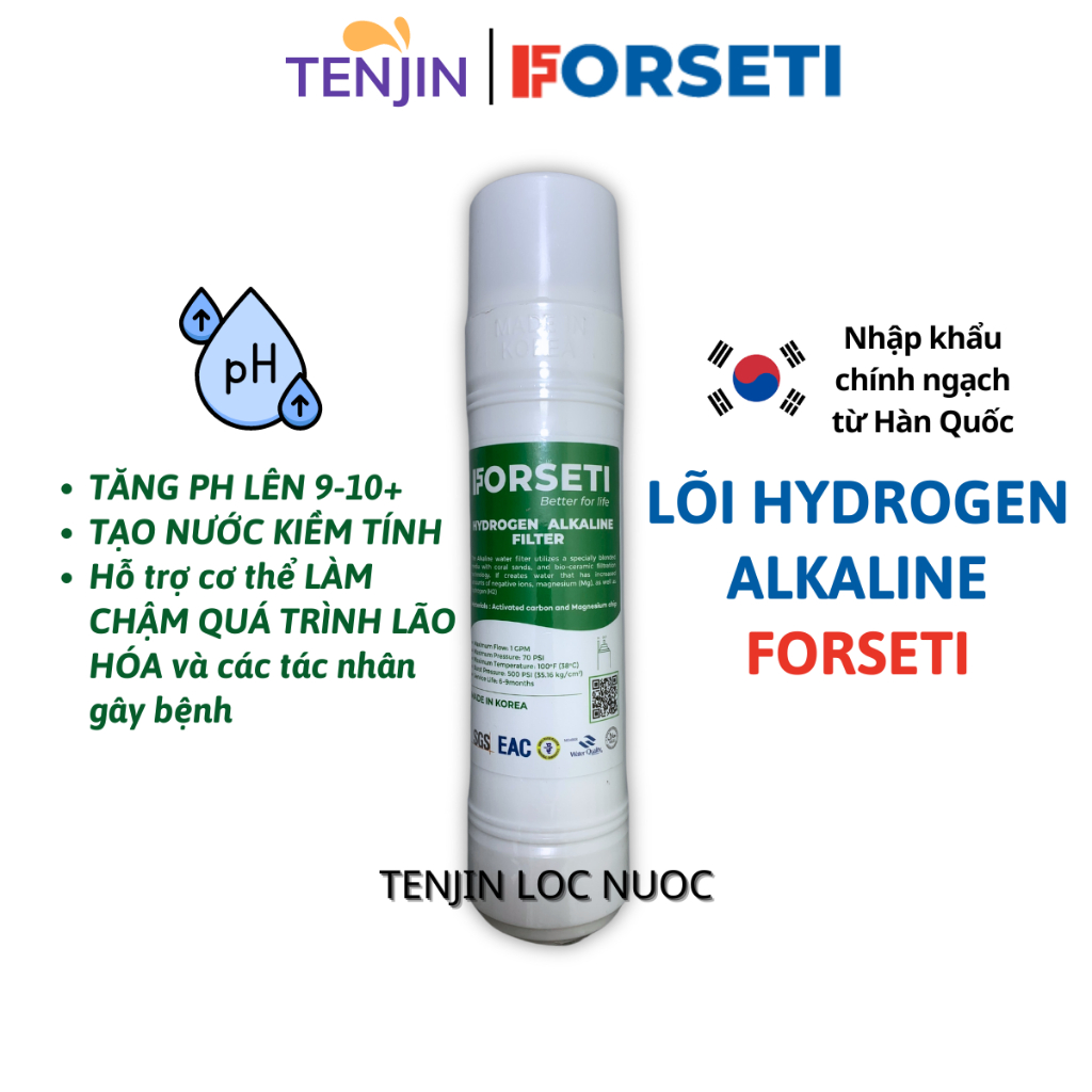 Lõi Hydrogen Alkaline Hàn Quốc Tăng pH Cho Nước Lên 8-10, Tạo Nước Kiềm Tính