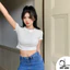 Áo croptop ngắn tay cổ tròn trơn vải cotton cao cấp Duy Linh áo thun nữ ôm body tôn dáng DL38A