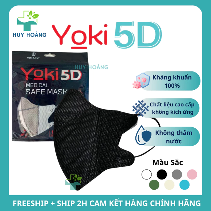 Khẩu trang 5D Mask Yoki 50 cái dày dặn, khẩu trang 5D 4 lớp chuẩn form thời trang hàng chính hãng
