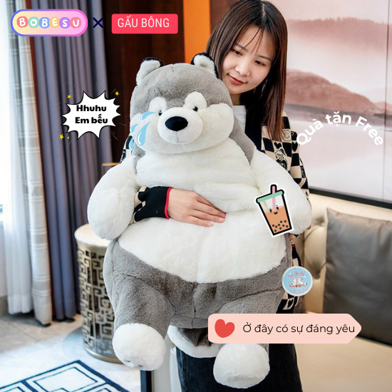 Gấu Bông Chó Husky Béo Bụng Gấu Bông Con Chó Vô Tri Dễ Thuơng Người Bạn Trung Thành Luôn Bên Bạn