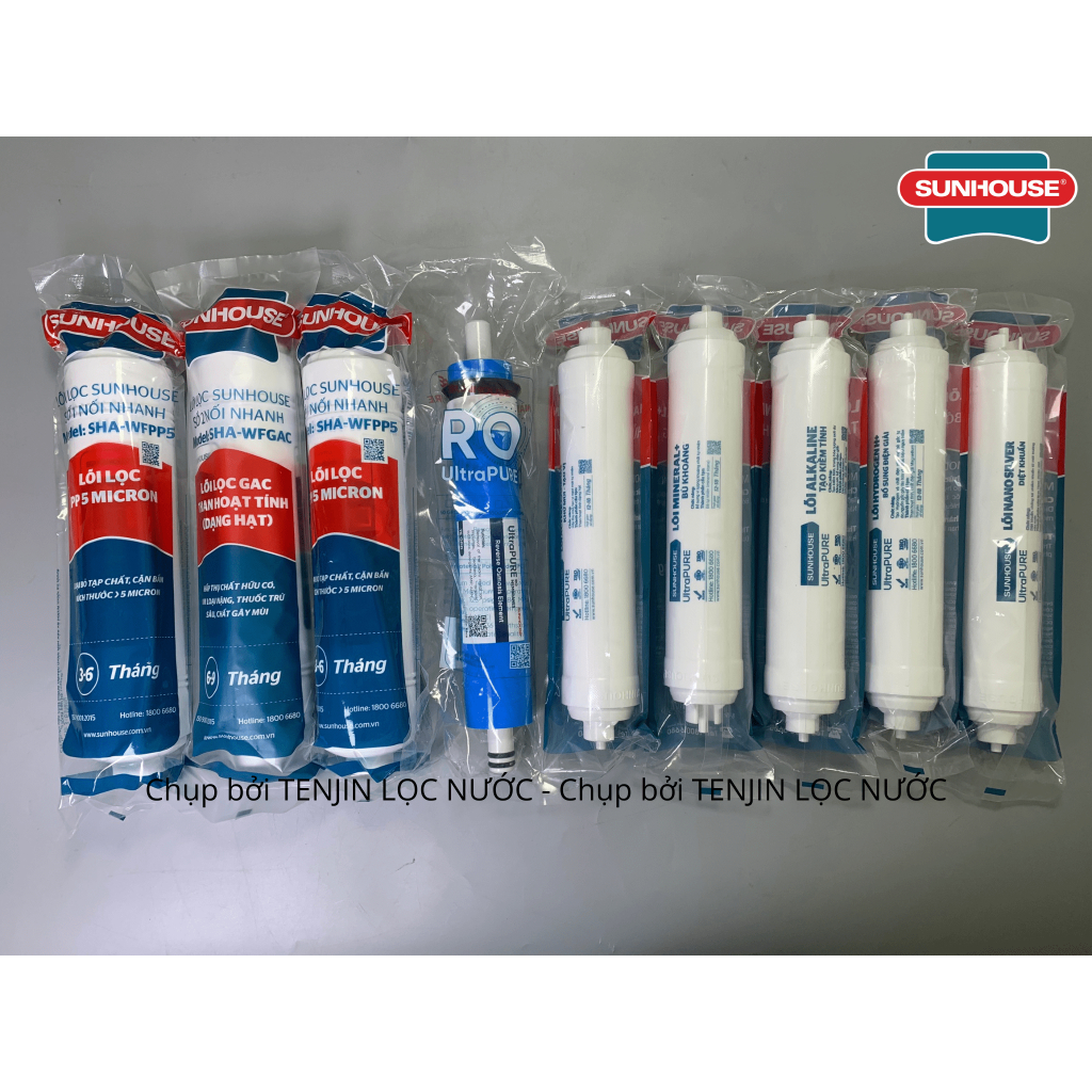 Combo 9 Lõi Lọc Nước SUNHOUSE Mới Cắm Nhanh Chính Hãng Với Lõi 123 Đúc Model SHA8827K, SHA8849K, SHA76215CK, SHA76214CK