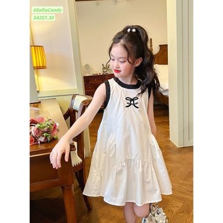 Váy đầm tiểu thư trắng in nơ đen cho bé gái nhà B&G size bé 1-10 tuổi, 10-45kg