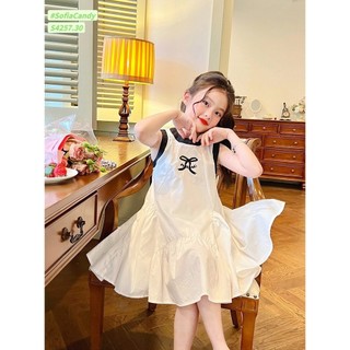 Váy đầm tiểu thư trắng in nơ đen cho bé gái nhà B&G size bé 1-10 tuổi, 10-45kg