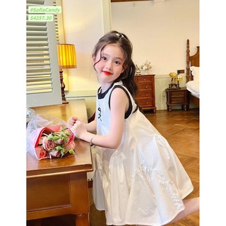 Váy đầm tiểu thư trắng in nơ đen cho bé gái nhà B&G size bé 1-10 tuổi, 10-45kg
