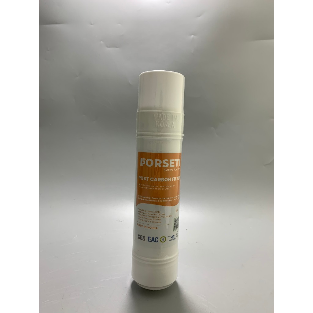 Lõi Post Carbon FORSETI Nhập Khẩu Hàn Quốc 10Inch Dạng U (U-Type) Cắm Nhanh Giúp Khử Mùi Và Tạo Vị Cho Nước
