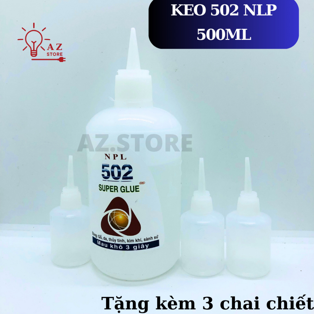 Keo 502 NLP - keo dán sắt lớn lọ tròn siêu dính 500ml -Tặng kèm 3 chai ...