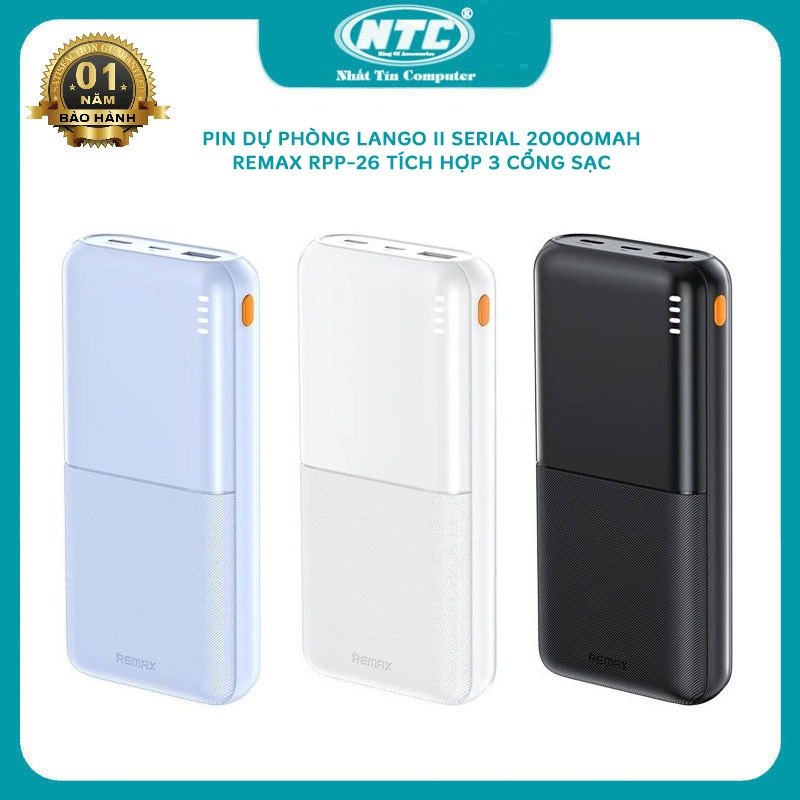Pin dự phòng Remax RPP-26 LANGO II 20000mah tích hợp cổng typeC in out ...