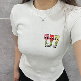 Áo thun babytee Bloom flower ôm body chất thun con giãn 4 chiều ngắn tay cổ tròn tôn dáng - ba2009