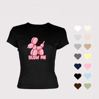 Áo thun babytee Cún bóng bay hồng ôm body chất thun con giãn 4 chiều ngắn tay cổ tròn tôn dáng - ba2006