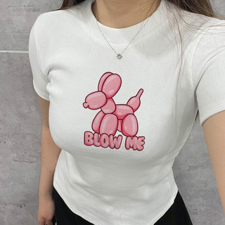 Áo thun babytee Cún bóng bay hồng ôm body chất thun con giãn 4 chiều ngắn tay cổ tròn tôn dáng - ba2006