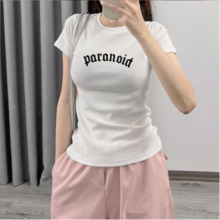 Áo thun babytee Paranoid ôm body chất thun con giãn 4 chiều ngắn tay cổ tròn tôn dáng - ba2007