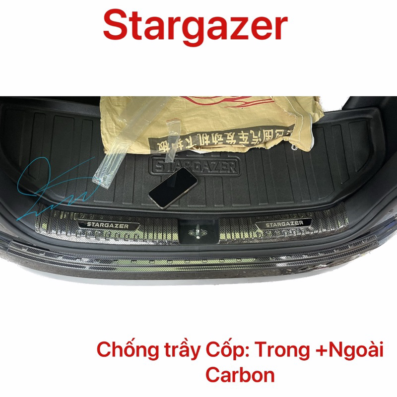 Ốp Chống trầy Cốp Trong Ngoài CACBON xe Stargazer 2022 2023 2024 2025 Vân Carbon cao cấp