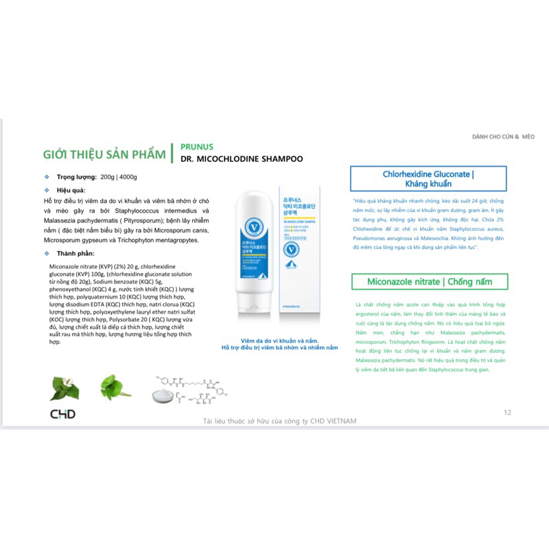 Sữa Tắm Nấm Ngứa & Viêm Da Cho Chó Mèo Prunus Micochlodine Can 4L