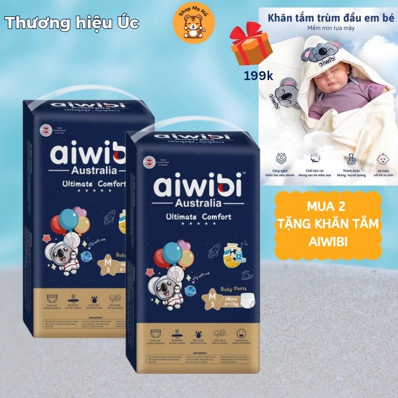 Tã bỉm quần đêm cao cấp Aiwibi Úc siêu thấm chống tràn size M48/L44 ...