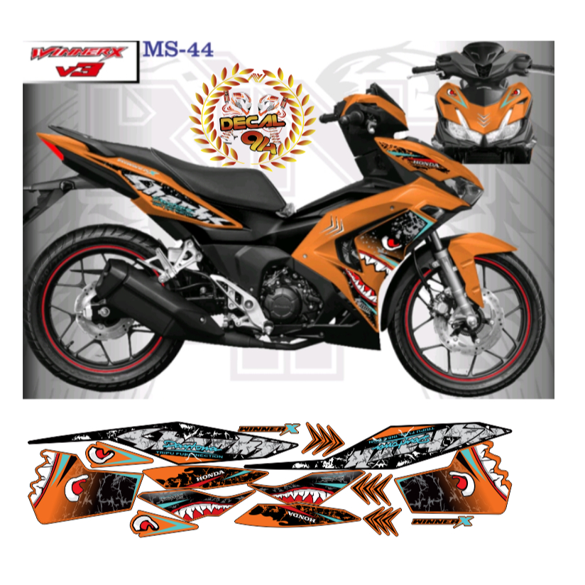 Tem rời WINNER X V3 mẫu SHARK cá mập cao cấp chất liệu in 3 lớp PPF chống nước không phai màu.