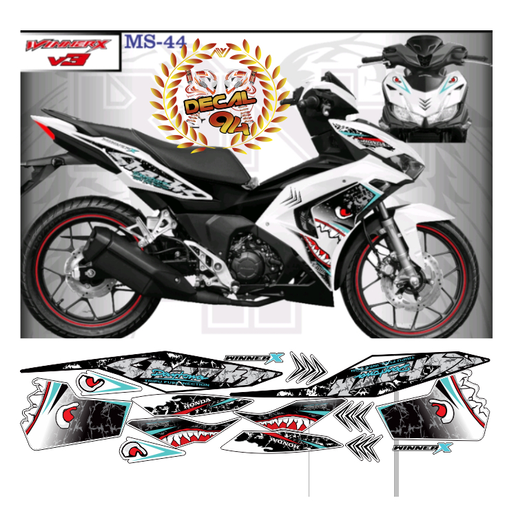 Tem rời WINNER X V3 mẫu SHARK cá mập cao cấp chất liệu in 3 lớp PPF chống nước không phai màu.