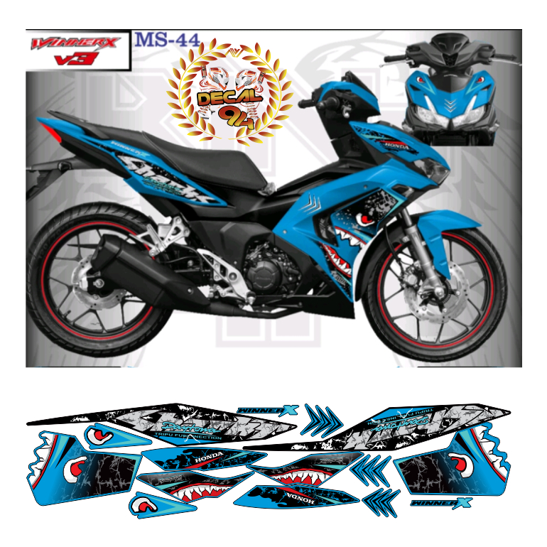 Tem rời WINNER X V3 mẫu SHARK cá mập cao cấp chất liệu in 3 lớp PPF chống nước không phai màu.