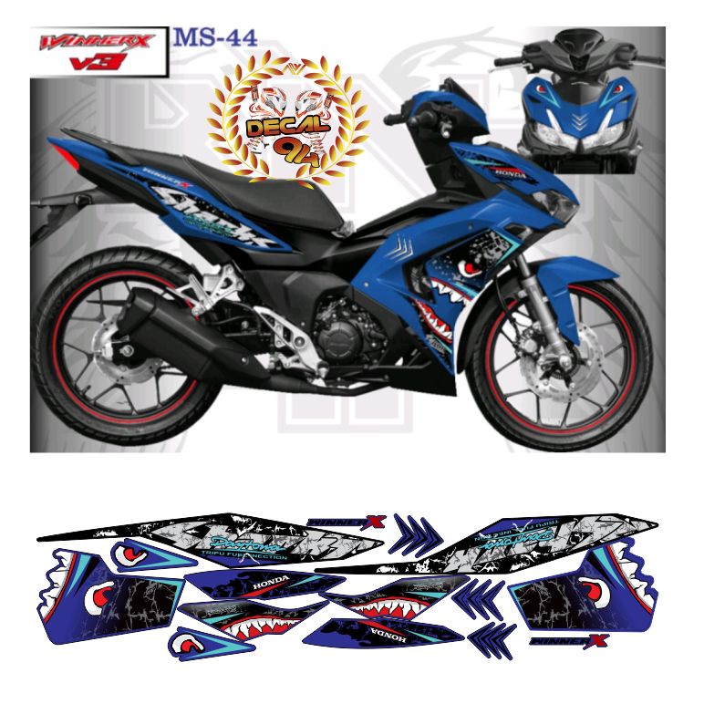 Tem rời WINNER X V3 mẫu SHARK cá mập cao cấp chất liệu in 3 lớp PPF chống nước không phai màu.