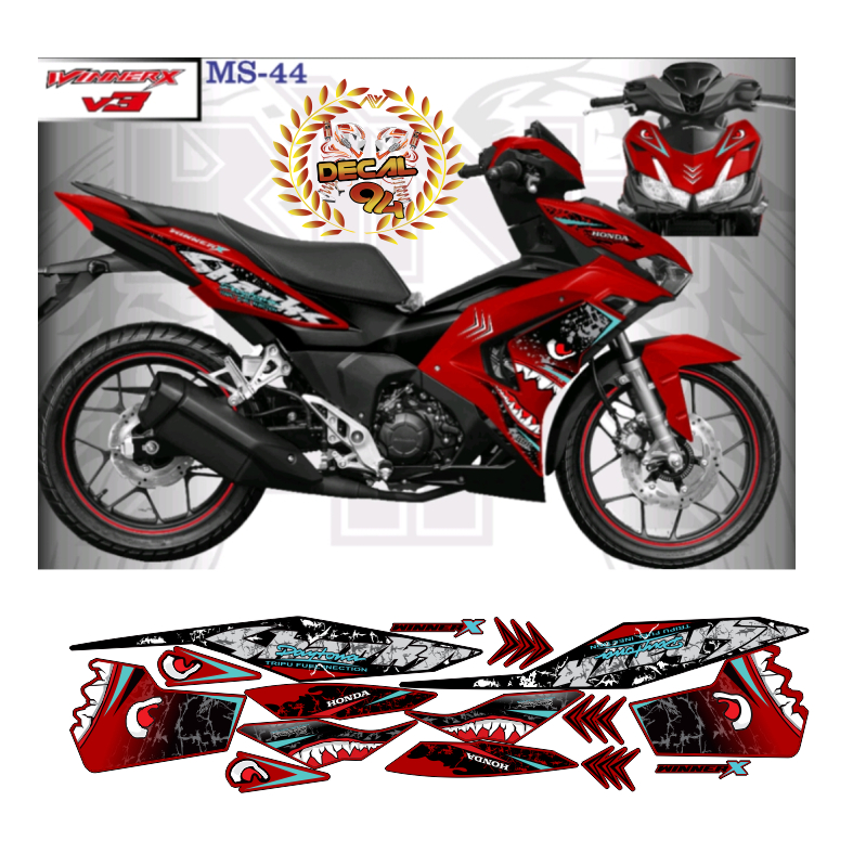 Tem rời WINNER X V3 mẫu SHARK cá mập cao cấp chất liệu in 3 lớp PPF chống nước không phai màu.