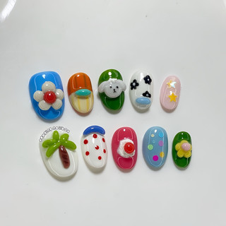 Nailbox nặn gel nổi mùa hè form ngắn dễ thương được đổi form