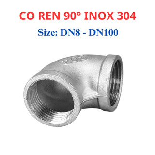 Co ren trong 90 độ Inox 304 DN8 - DN50 (phi 13mm - 60mm)