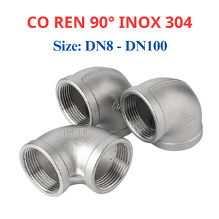 Co ren trong 90 độ Inox 304 DN8 - DN50 (phi 13mm - 60mm)