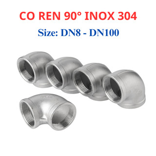 Co ren trong 90 độ Inox 304 DN8 - DN50 (phi 13mm - 60mm)