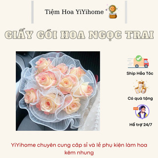 Giấy Voan Gói Hoa Viền Ngọc 28cm Sóng Sợi Ren Lưới Bó Hoa Tiệc Quà Tặng