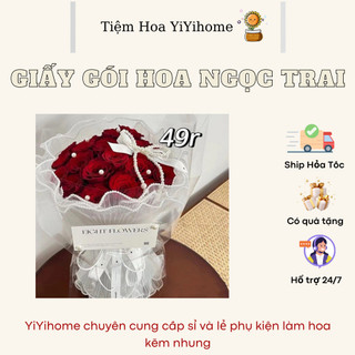 Giấy Voan Gói Hoa Viền Ngọc 28cm Sóng Sợi Ren Lưới Bó Hoa Tiệc Quà Tặng