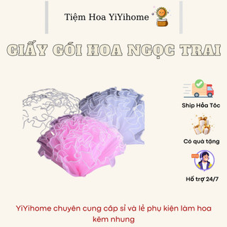 Giấy Voan Gói Hoa Viền Ngọc 28cm Sóng Sợi Ren Lưới Bó Hoa Tiệc Quà Tặng