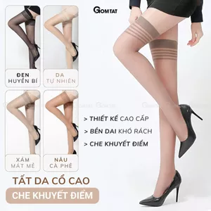 Tất đùi nữ GOMTAT cao cấp, chất liệu sợi poly mềm mịn thoáng khí, co giãn bền form không rách dài - D16-A104-1DOI