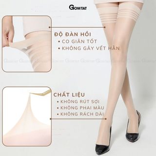 Tất đùi nữ GOMTAT cao cấp, chất liệu sợi poly mềm mịn thoáng khí, co giãn bền form không rách dài - D16-A104-1DOI
