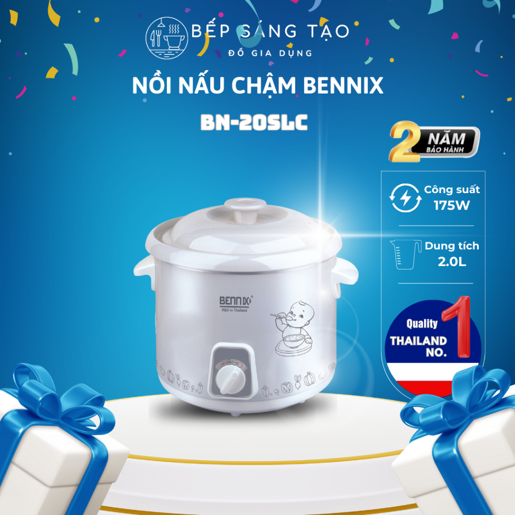 Nồi cơm điện Mini Bennix BN - 12NK ,dung tích 1,2L,chống dính siêu bền, bảo hành 2 năm