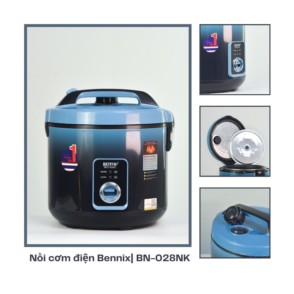 Nồi Cơm Điện Bennix BN - 28NK Dung Tích 2,8L lòng Nồi  Siêu Chống Dính - Bảo Hành 12 Tháng