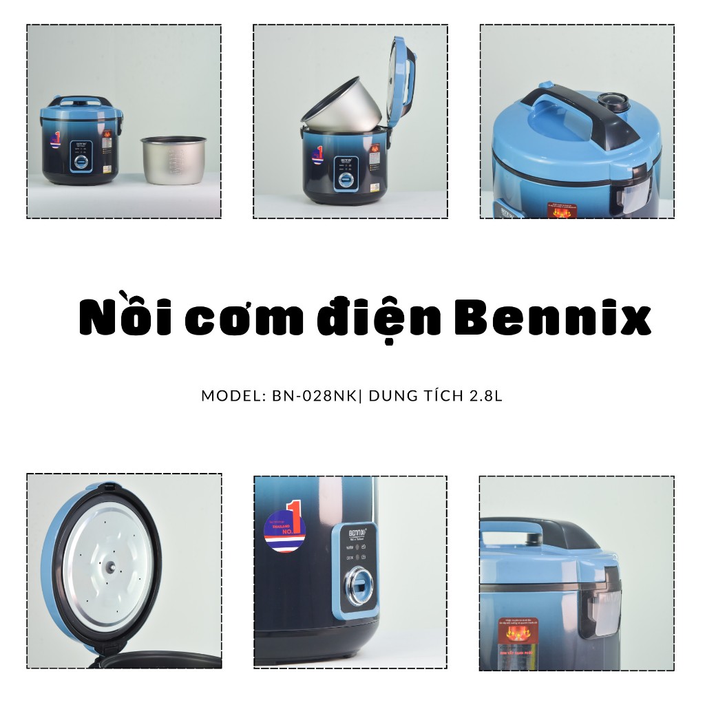 Nồi Cơm Điện Bennix BN - 28NK Dung Tích 2,8L lòng Nồi  Siêu Chống Dính - Bảo Hành 12 Tháng