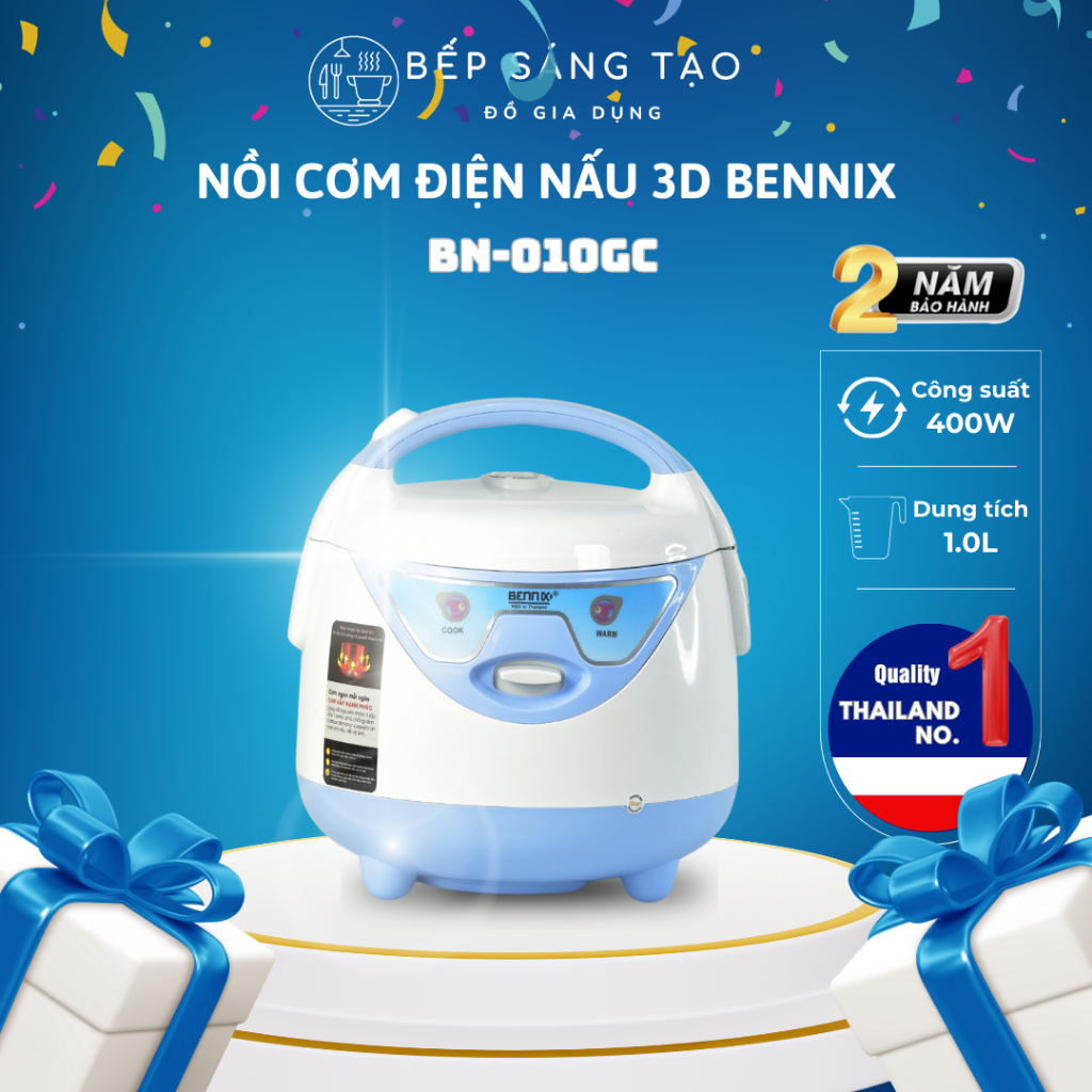 Nồi cơm điện ủ 3D  BENNIX BN-010GC,dung tích 1L, nấu cơm nhanh, giữ ấm lâu