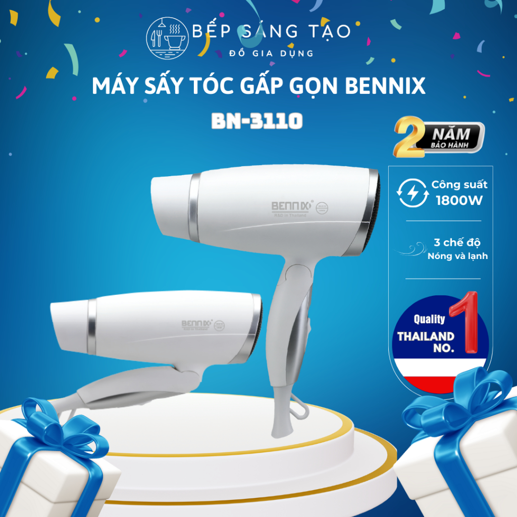Máy Sấy Tóc BENNIX BN-3110 Máy Tạo Kiểu Tóc Công Suất Lớn 1800W Sấy Nóng Lạnh