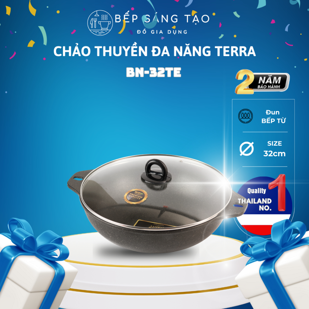 Chảo chống dính sâu lòng vân đá cao cấp Bennix 32cm đun,xào,chiên, rán - Hàng chính hãng